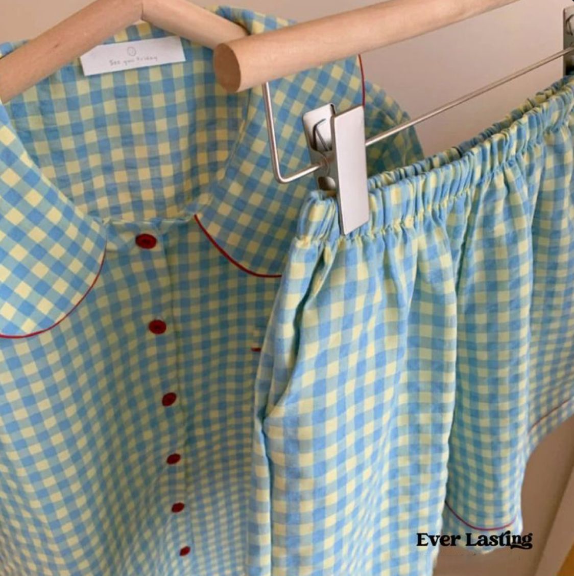 Cotton green Gingham PJ set