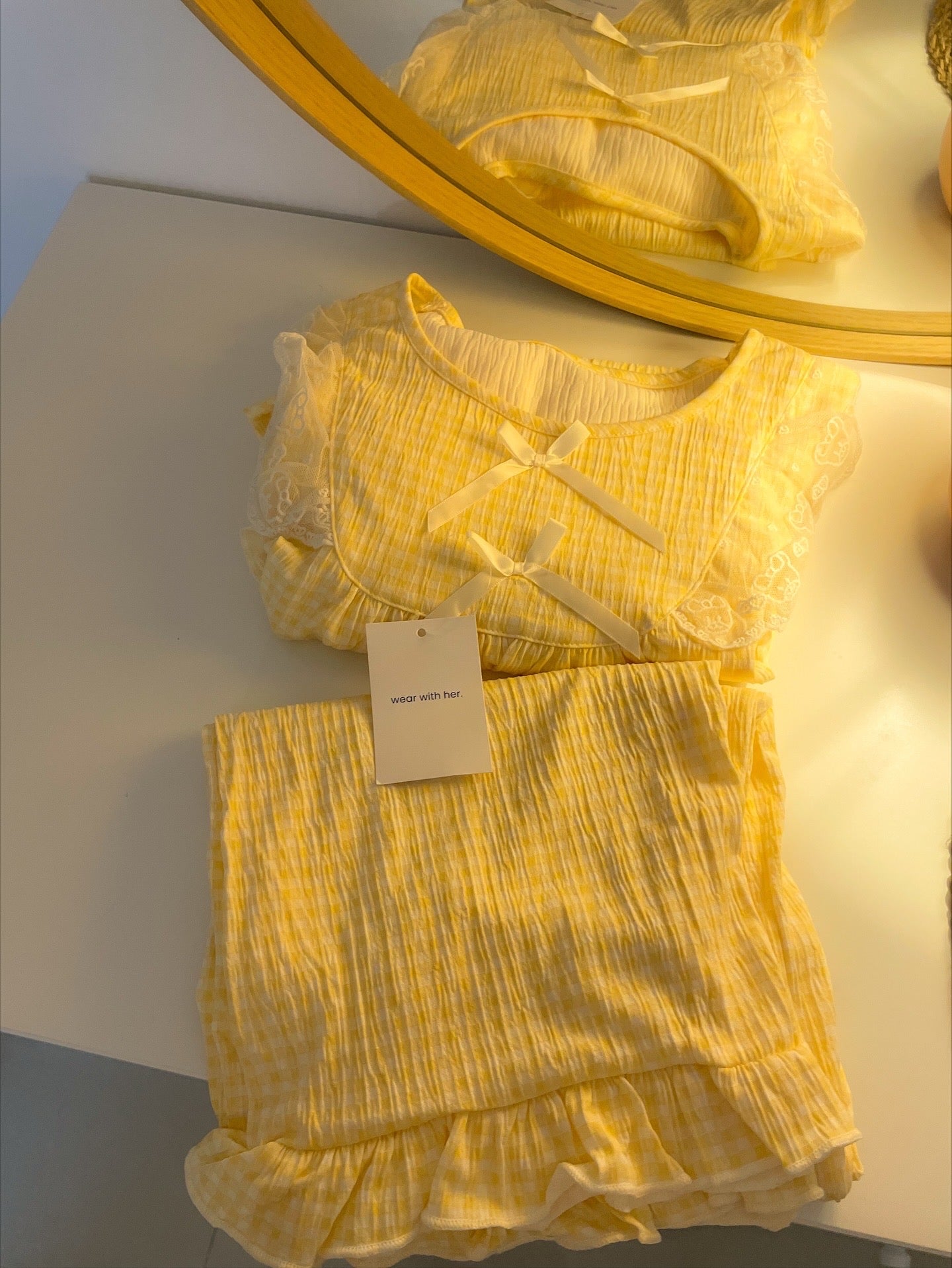 Yellow Gingham pj set