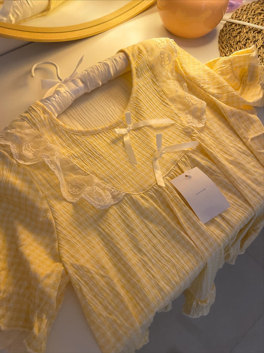 Yellow Gingham pj set
